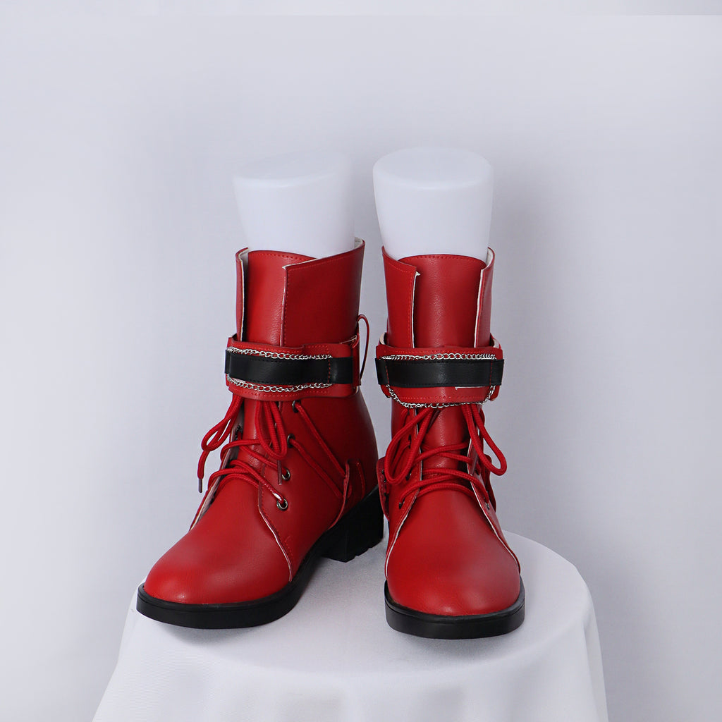 Fantasy Cosplay Stiefel aus Kunstleder, rot