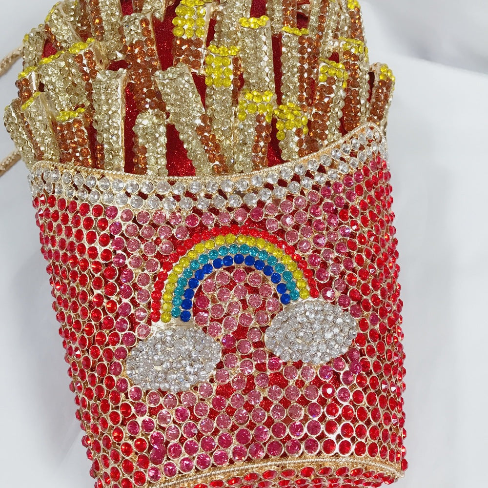 Pommes Clutch mit Strassbesatz