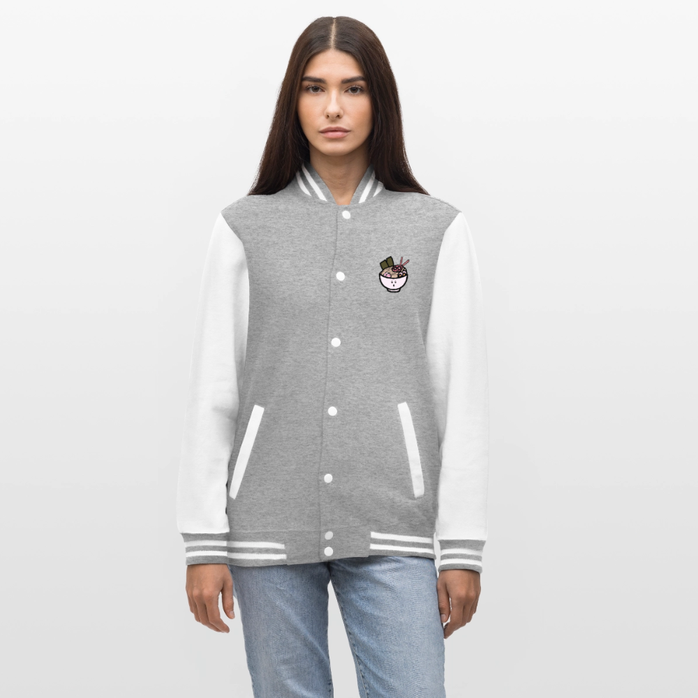 Panda Ramen, Collegejacke aus hochwertigem Baumwollmix - heather grey/white