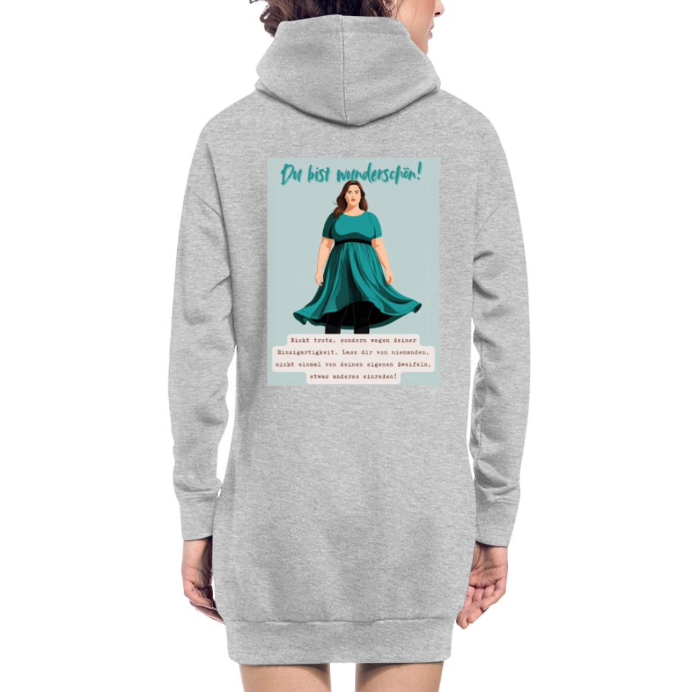 "Du bist wunderschön!", gemütliches Hoodie-Kleid in Premium-Qualität - heather grey