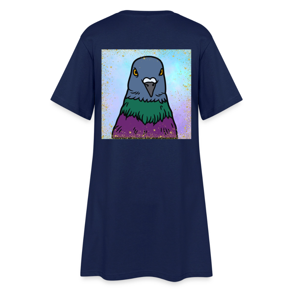 Tierische Taubenliebe, weiches Kleid aus T-Shirtstoff - light navy