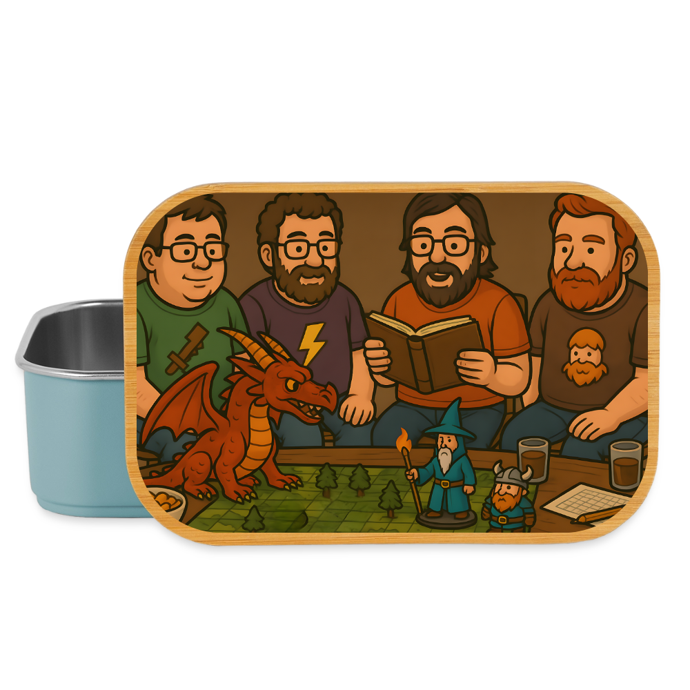 Rollenspiel/RPG,Lunchbox aus Metall mit Holzdeckel, Brotdose - light blue