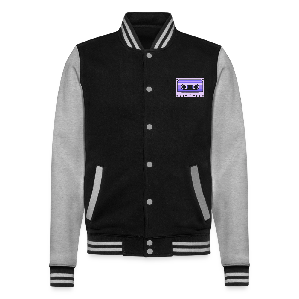 Kassettenkind-Nostalgie-Edition, weiche Collegejacke in Premium-Qualität - black/heather grey