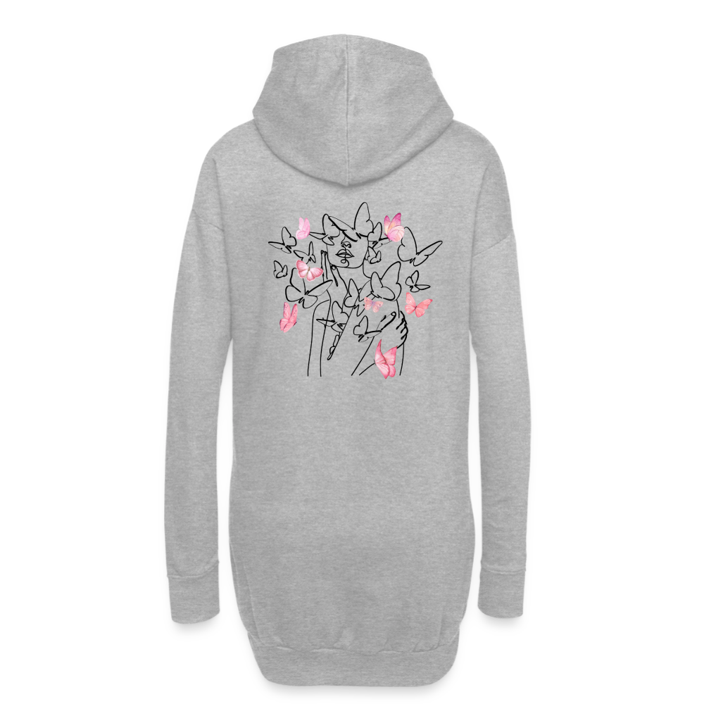 Madame Butterfly, gemütliches Hoodie-Kleid in Premium-Qualität - heather grey