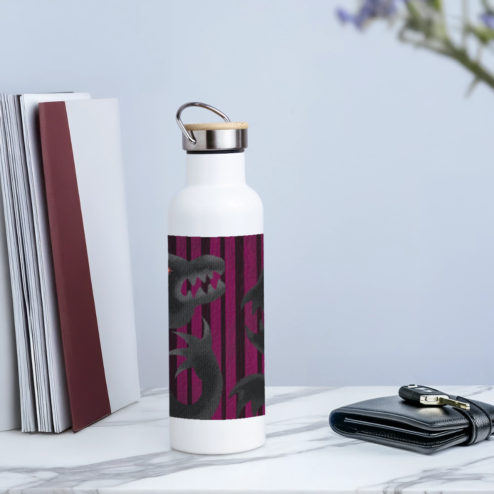 Monster Thermoflasche, Trinkflasche aus Edelstahl mit Bambus-Verschluss in  400ml, 500 ml oder 750ml - white