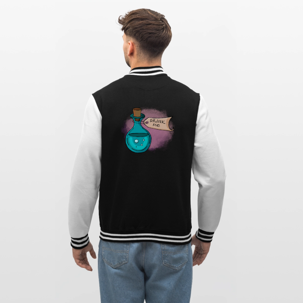 "Drink me" inspiriert von Alice im Wunderland, weiche Collegejacke in Premium-Qualität - black/white