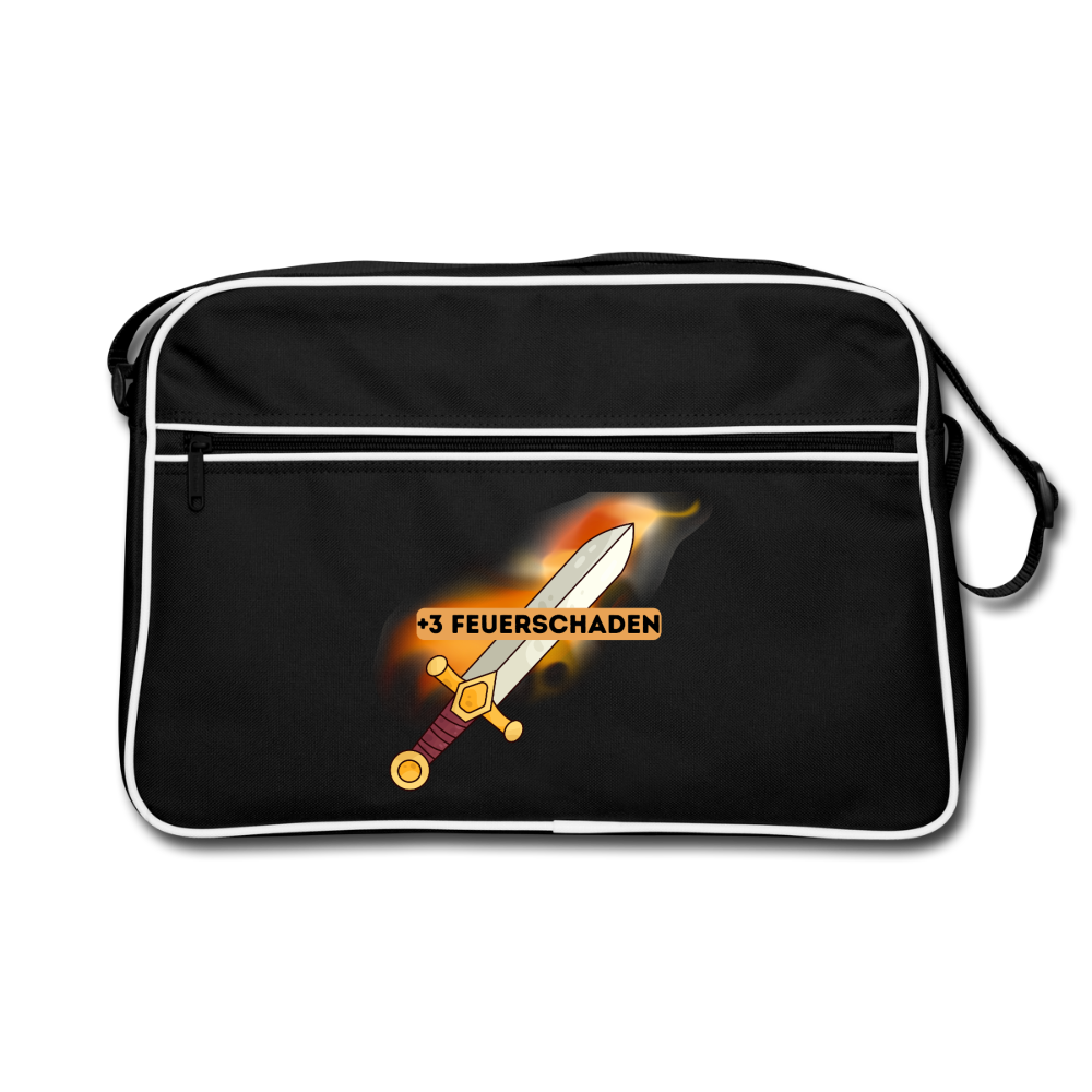 +3 Feuerschaden, RPG, Retro-Bag, Umhängetasche - black/white