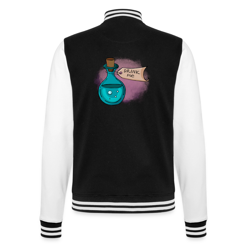 "Drink me" inspiriert von Alice im Wunderland, weiche Collegejacke in Premium-Qualität - black/white