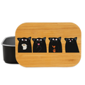 Four Cats, Lunchbox aus Metall mit Holzdeckel, Brotdose - black
