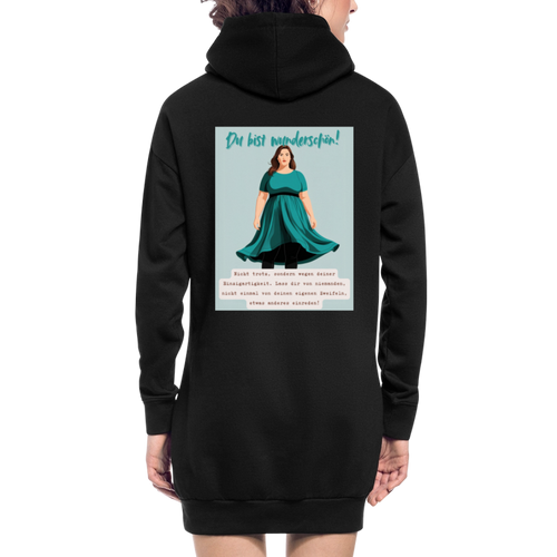 "Du bist wunderschön!", gemütliches Hoodie-Kleid in Premium-Qualität - black