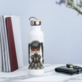 Gothic-Mädchen Thermoflasche, Trinkflasche aus Edelstahl mit Bambus-Verschluss in  400ml, 500 ml oder 750ml - white