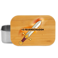+3 Feuerschaden/Rollenspiel, Lunchbox aus Metall mit Holzdeckel, Brotdose - silver