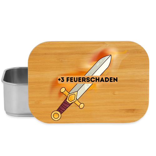 +3 Feuerschaden/Rollenspiel, Lunchbox aus Metall mit Holzdeckel, Brotdose - silver