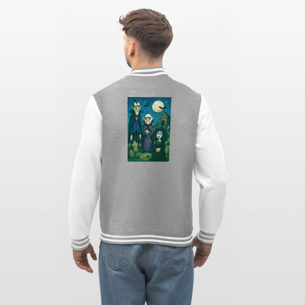 Friedhof der Vampire, weiche Collegejacke in Premium-Qualität - heather grey/white