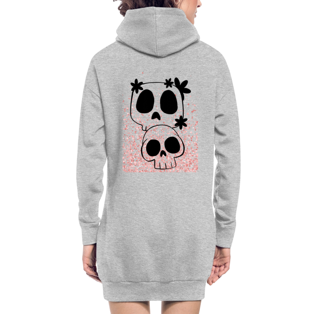 Flower Skull, gemütliches Hoodie-Kleid in Premium-Qualität - heather grey