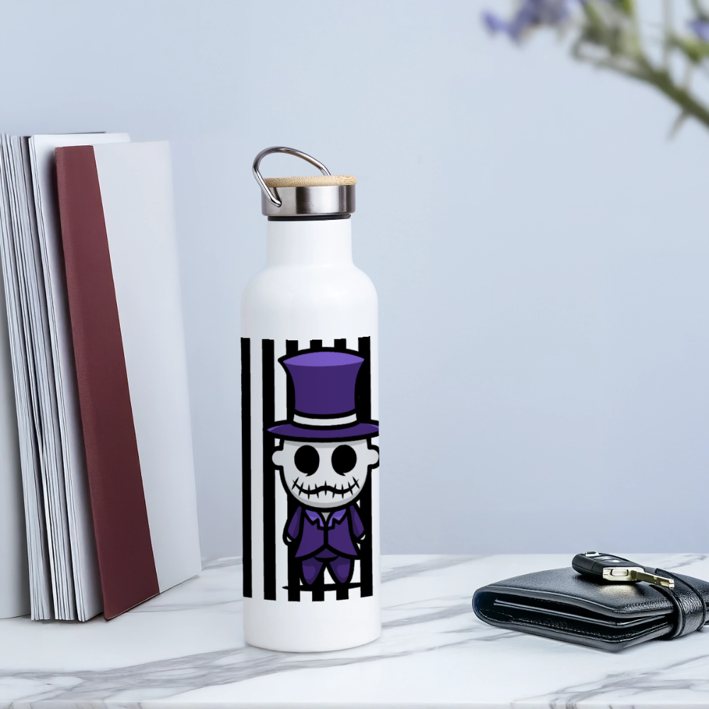 Mr Bones,  Thermoflasche, Trinkflasche aus Edelstahl mit Bambus-Verschluss in  400ml, 500 ml oder 750ml - white