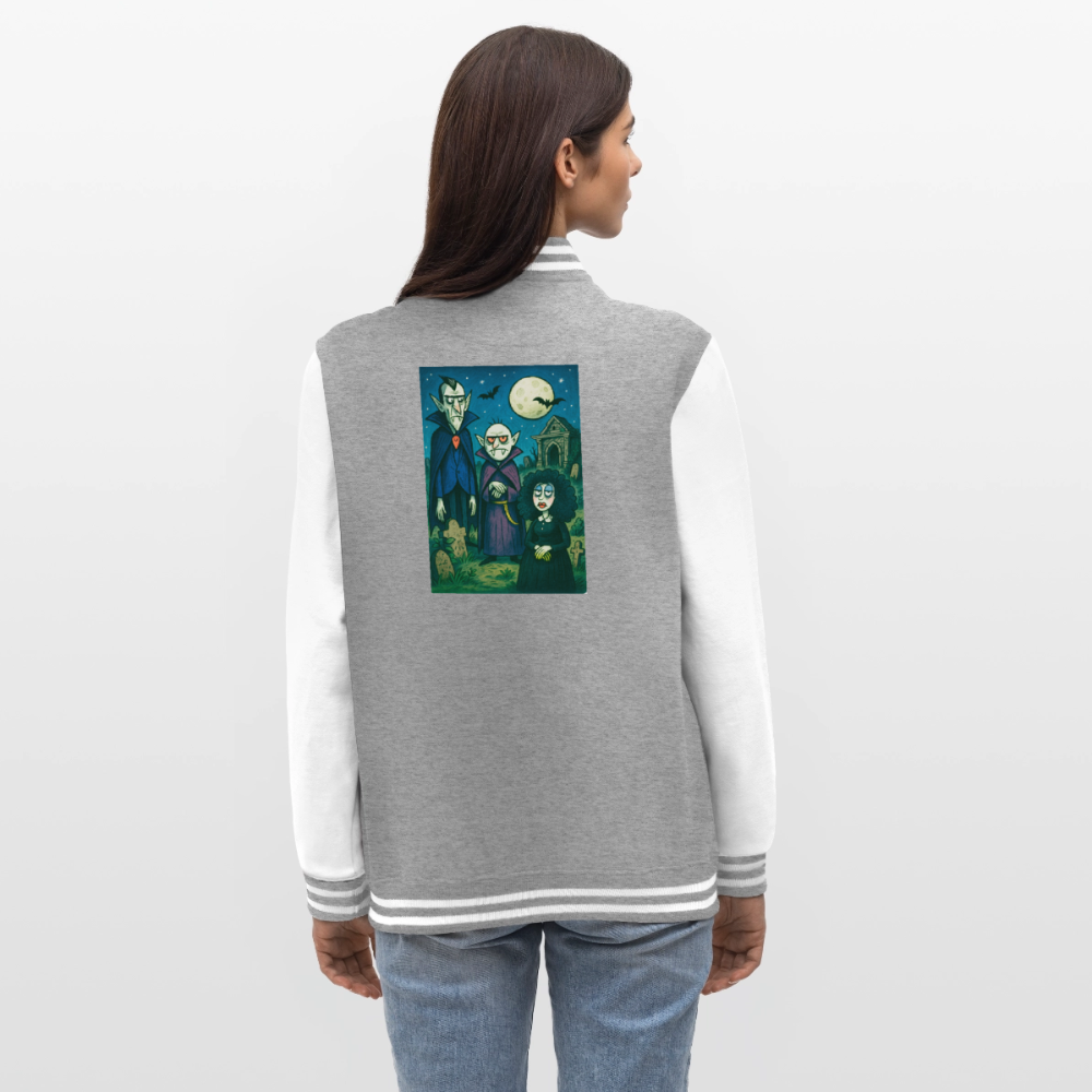 Friedhof der Vampire, weiche Collegejacke in Premium-Qualität - heather grey/white