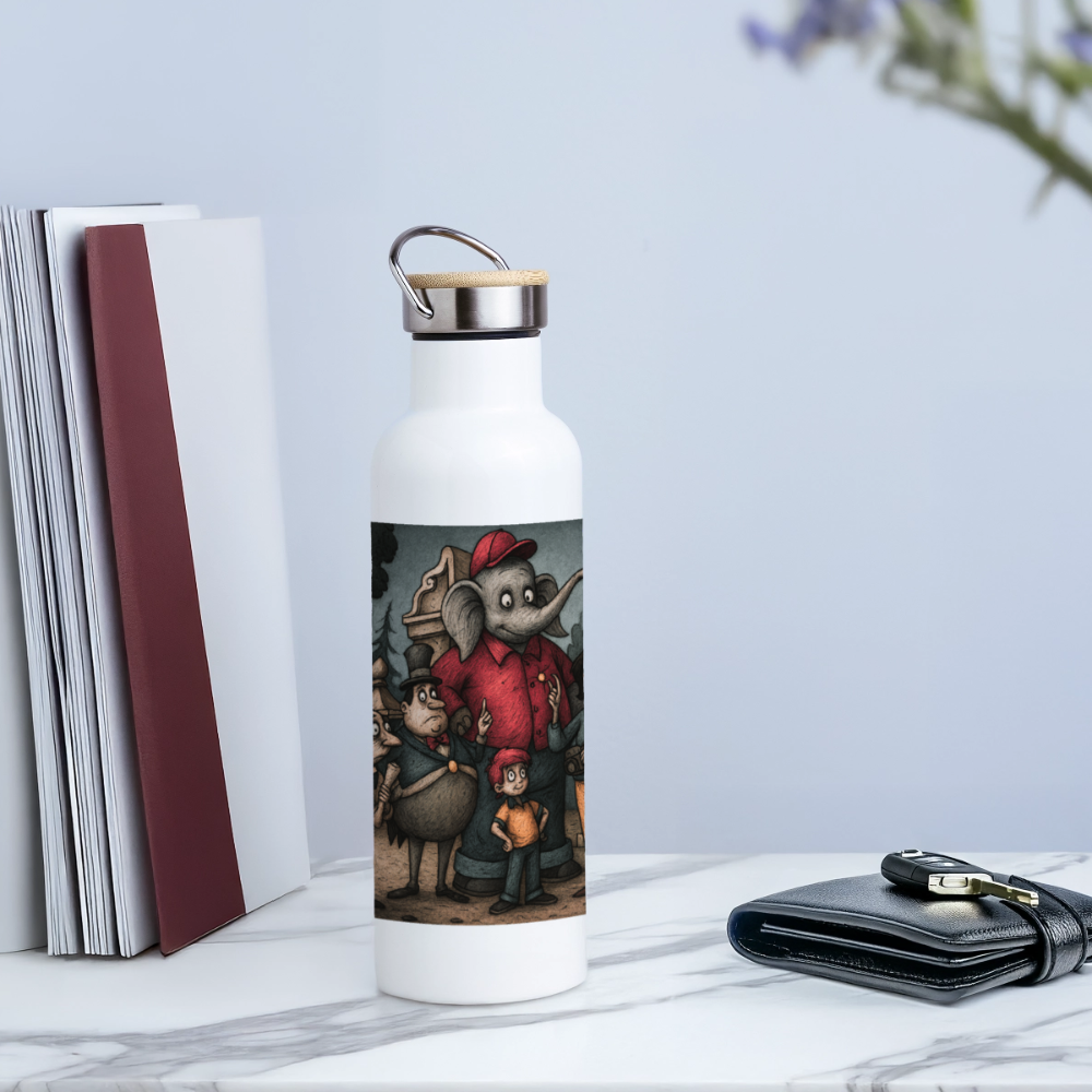 KindheitsheldenThermoflasche, Trinkflasche aus Edelstahl mit Bambus-Verschluss in  400ml, 500 ml oder 750ml - white