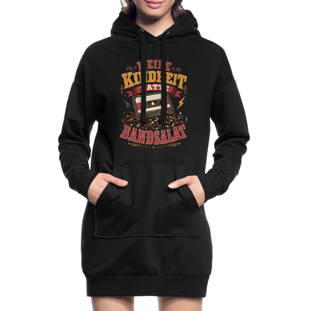 Meine Kindheit hatte Bandsalat - Hoodie Kleid - black