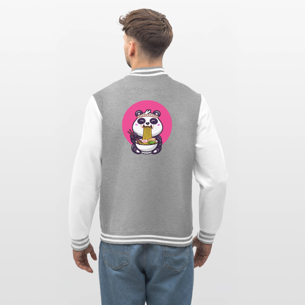 Panda Ramen, Collegejacke aus hochwertigem Baumwollmix - heather grey/white