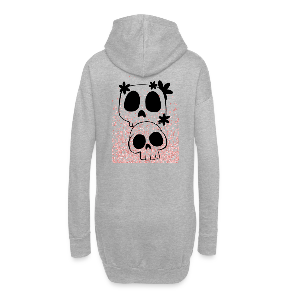 Flower Skull, gemütliches Hoodie-Kleid in Premium-Qualität - heather grey