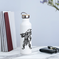 Krieger Thermoflasche, Trinkflasche aus Edelstahl mit Bambus-Verschluss in  400ml, 500 ml oder 750ml - white