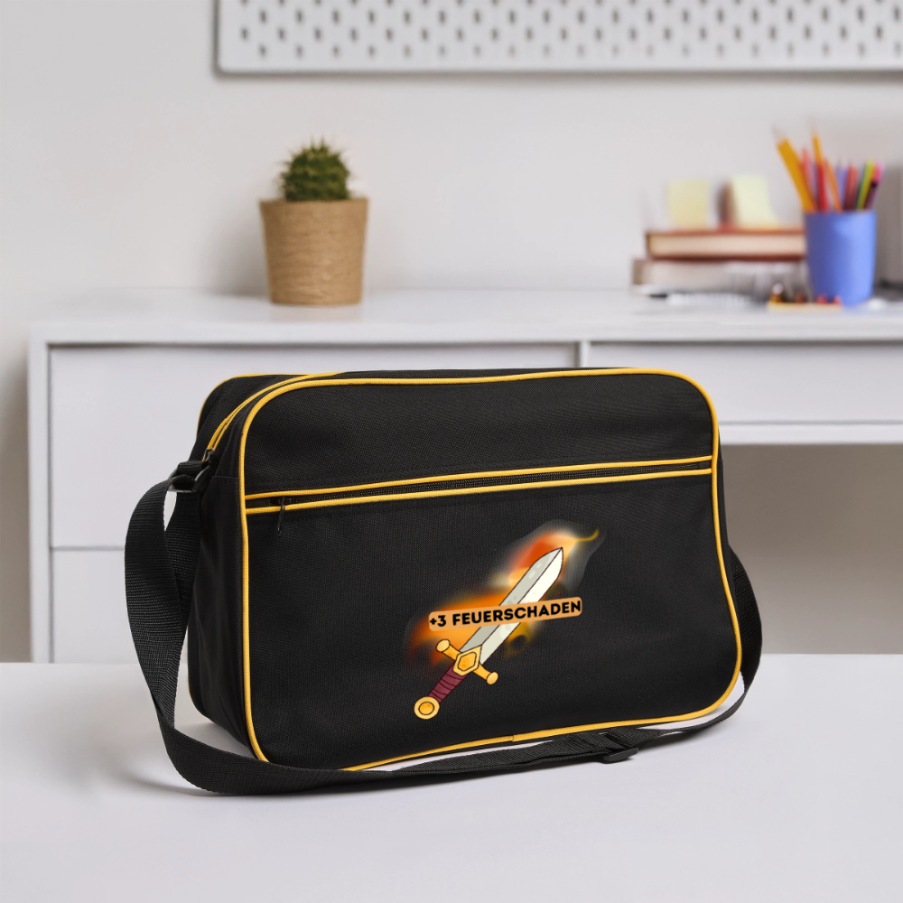 +3 Feuerschaden, RPG, Retro-Bag, Umhängetasche - black/gold