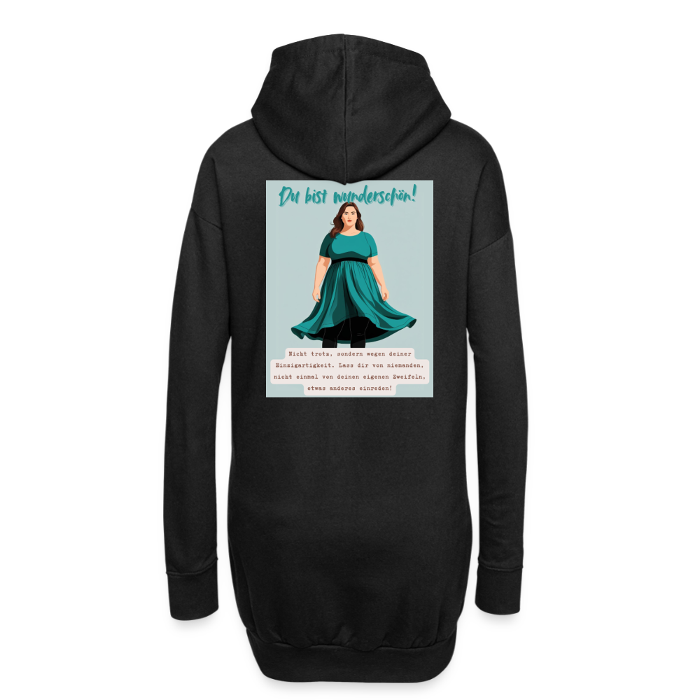 "Du bist wunderschön!", gemütliches Hoodie-Kleid in Premium-Qualität - black