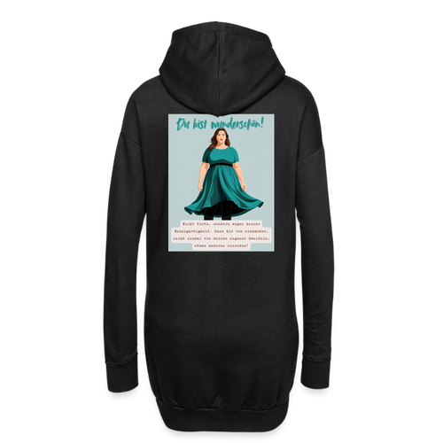 "Du bist wunderschön!", gemütliches Hoodie-Kleid in Premium-Qualität - black
