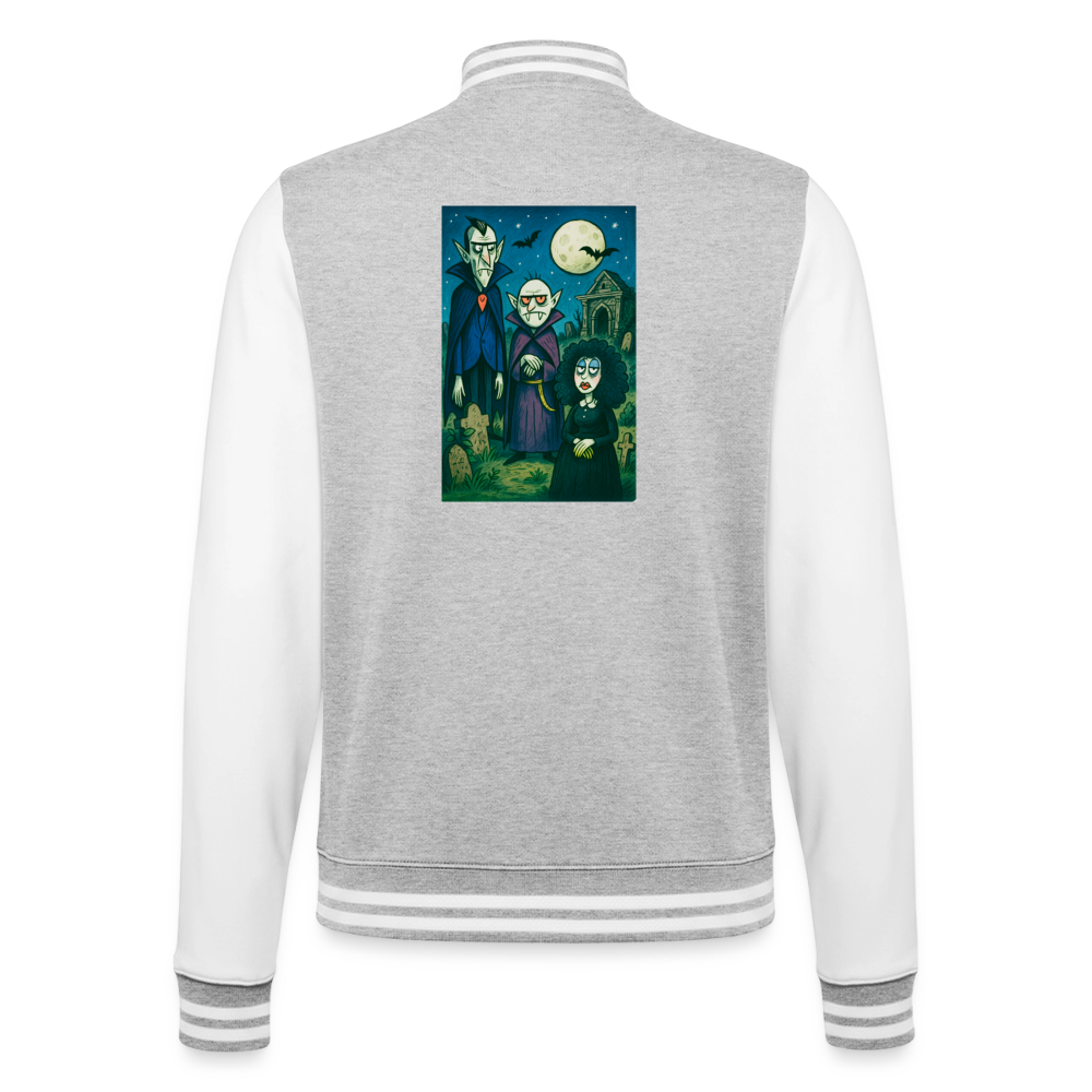 Friedhof der Vampire, weiche Collegejacke in Premium-Qualität - heather grey/white