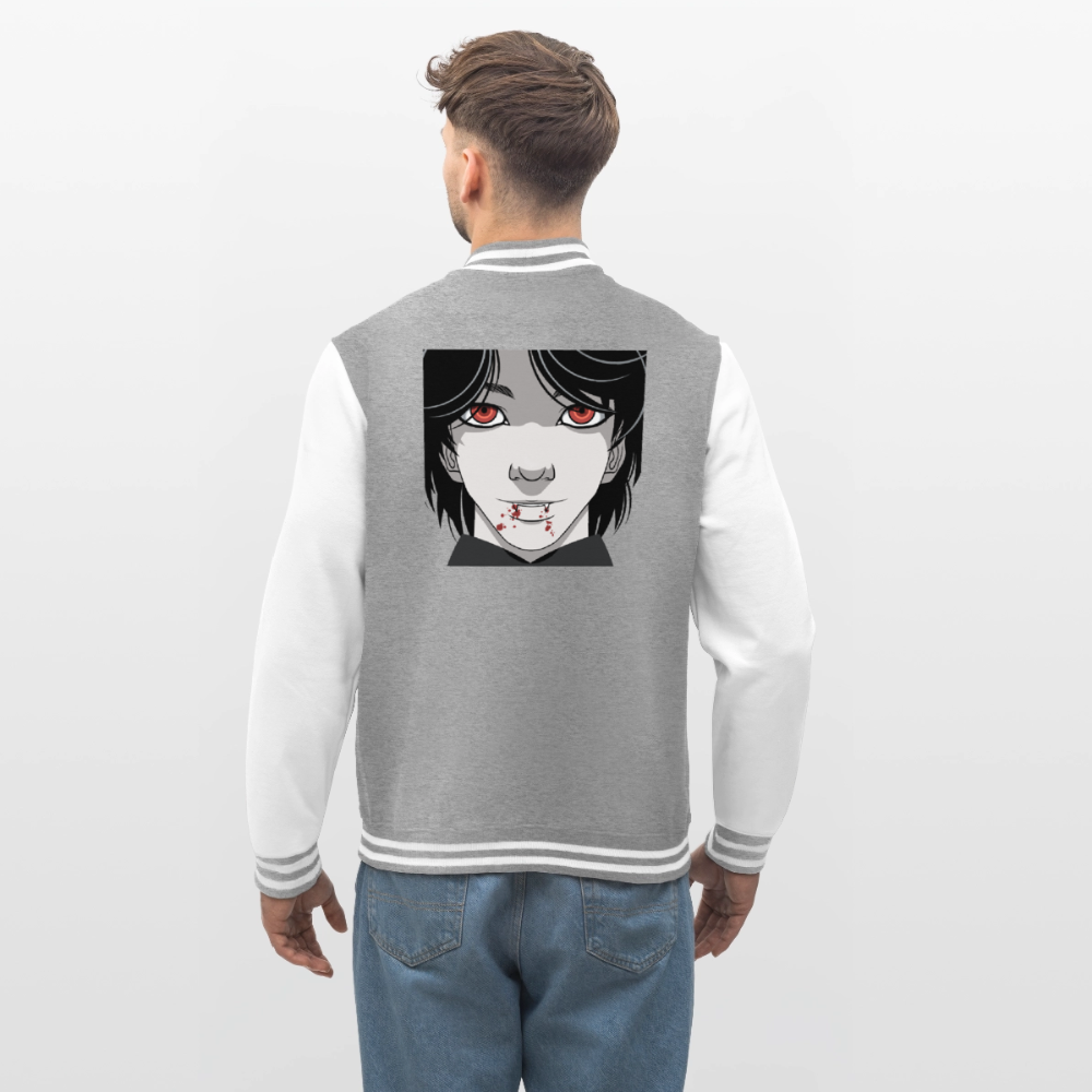 College Sweat JacketManga Vampir, weiche Collegejacke in Premium-Qualität - heather grey/white