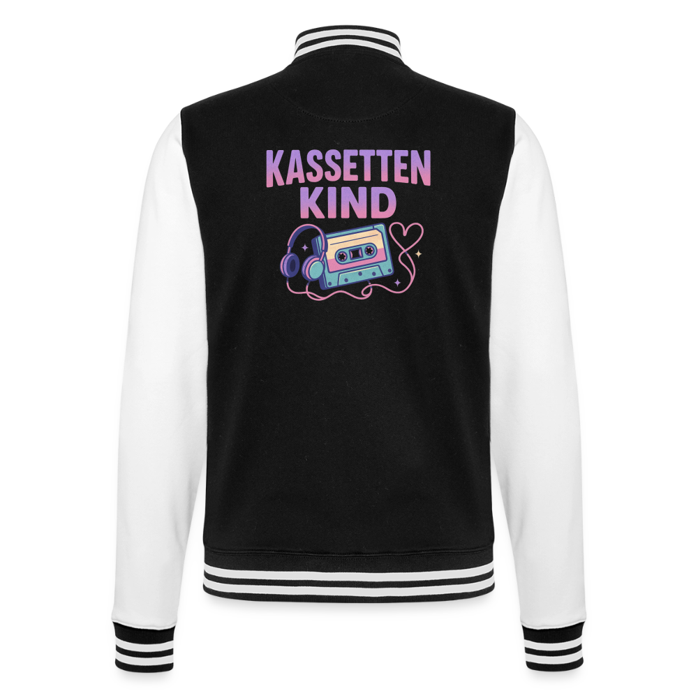 Kassettenkind-Nostalgie-Edition, weiche Collegejacke in Premium-Qualität - black/white