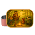 Everdell inspirierte Lunchbox aus Metall mit Holzdeckel, Brotdose - light pink