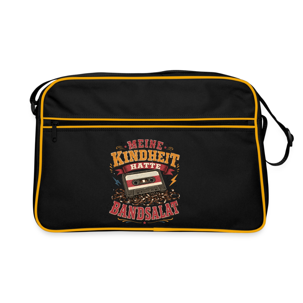 Meine Kindheit hatte Bandsalat - Retro Bag - black/gold