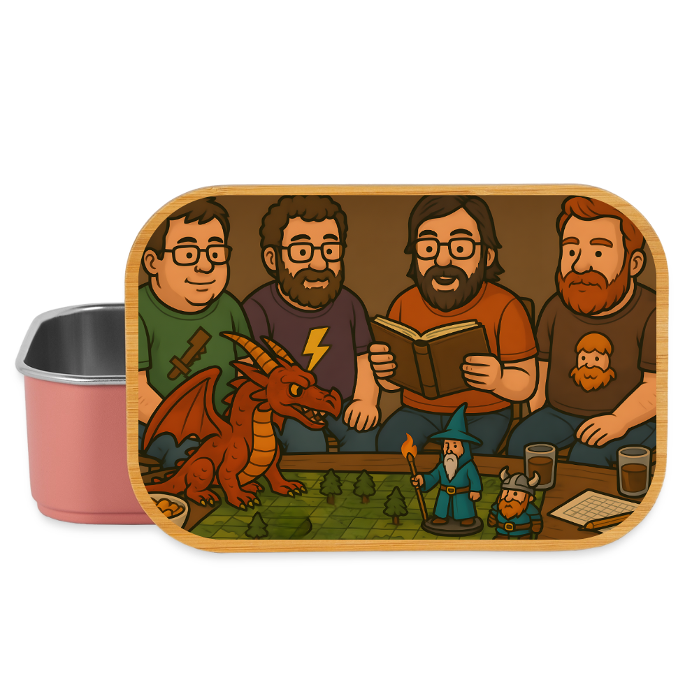 Rollenspiel/RPG,Lunchbox aus Metall mit Holzdeckel, Brotdose - light pink