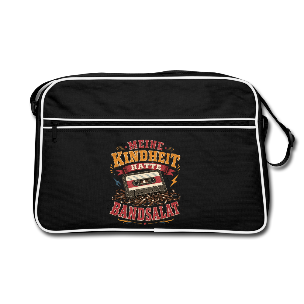 Meine Kindheit hatte Bandsalat - Retro Bag - black/white