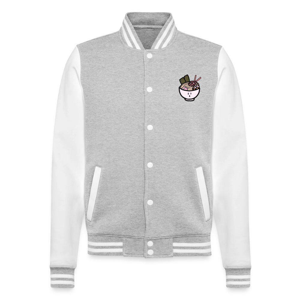 Panda Ramen, Collegejacke aus hochwertigem Baumwollmix - heather grey/white