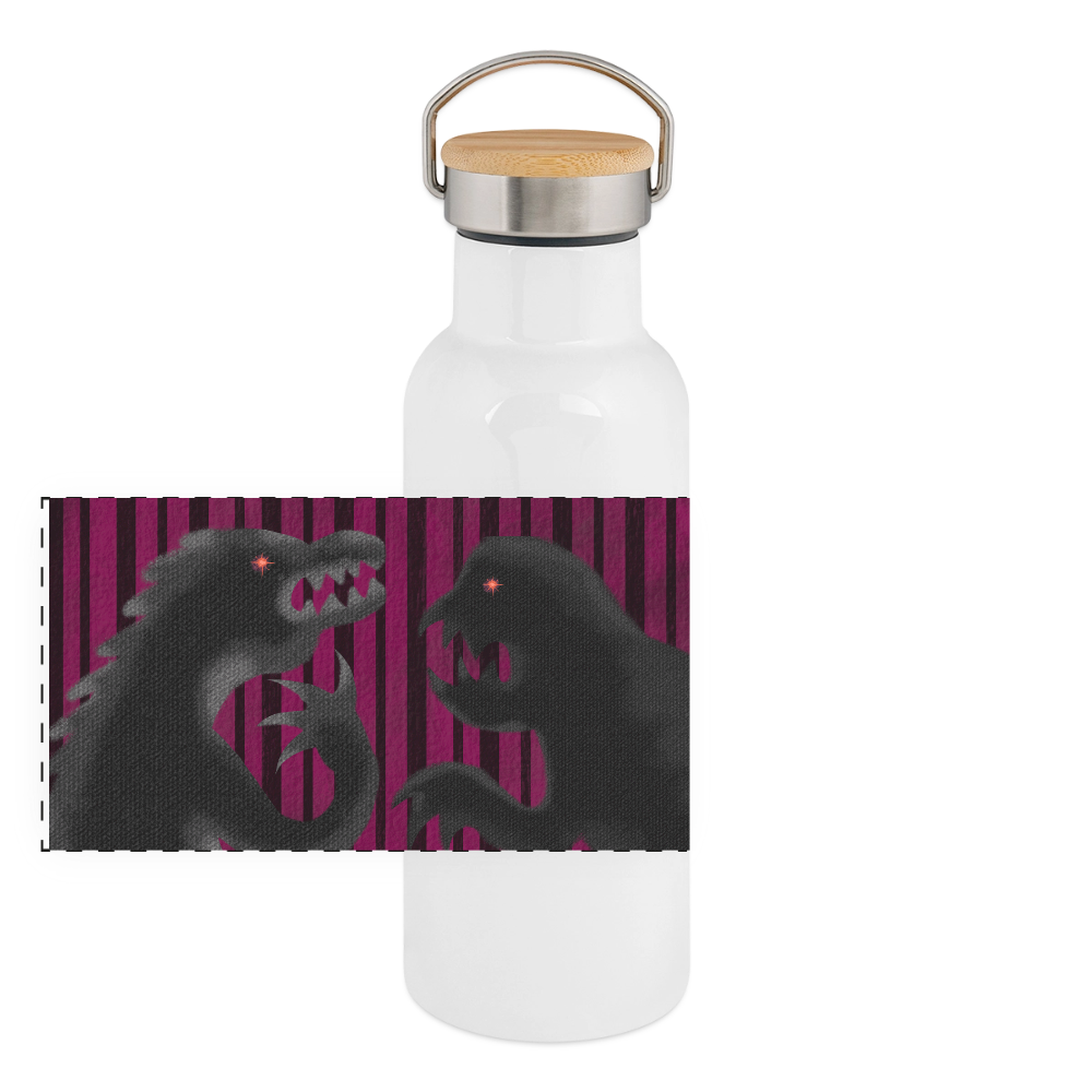 Monster Thermoflasche, Trinkflasche aus Edelstahl mit Bambus-Verschluss in  400ml, 500 ml oder 750ml - white