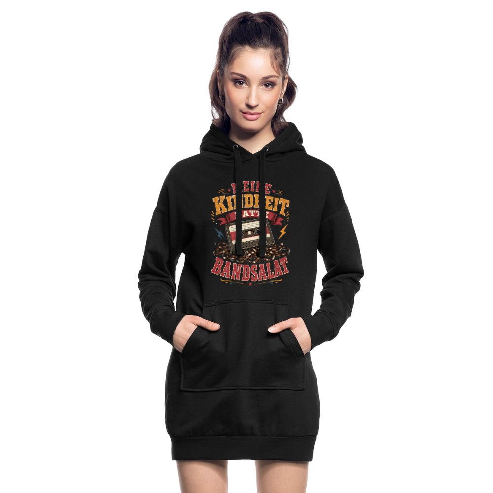Meine Kindheit hatte Bandsalat - Hoodie Kleid - black