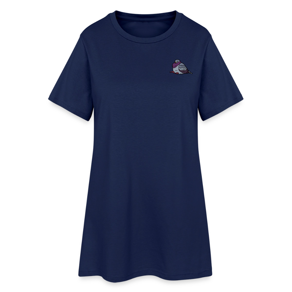 Tierische Taubenliebe, weiches Kleid aus T-Shirtstoff - light navy