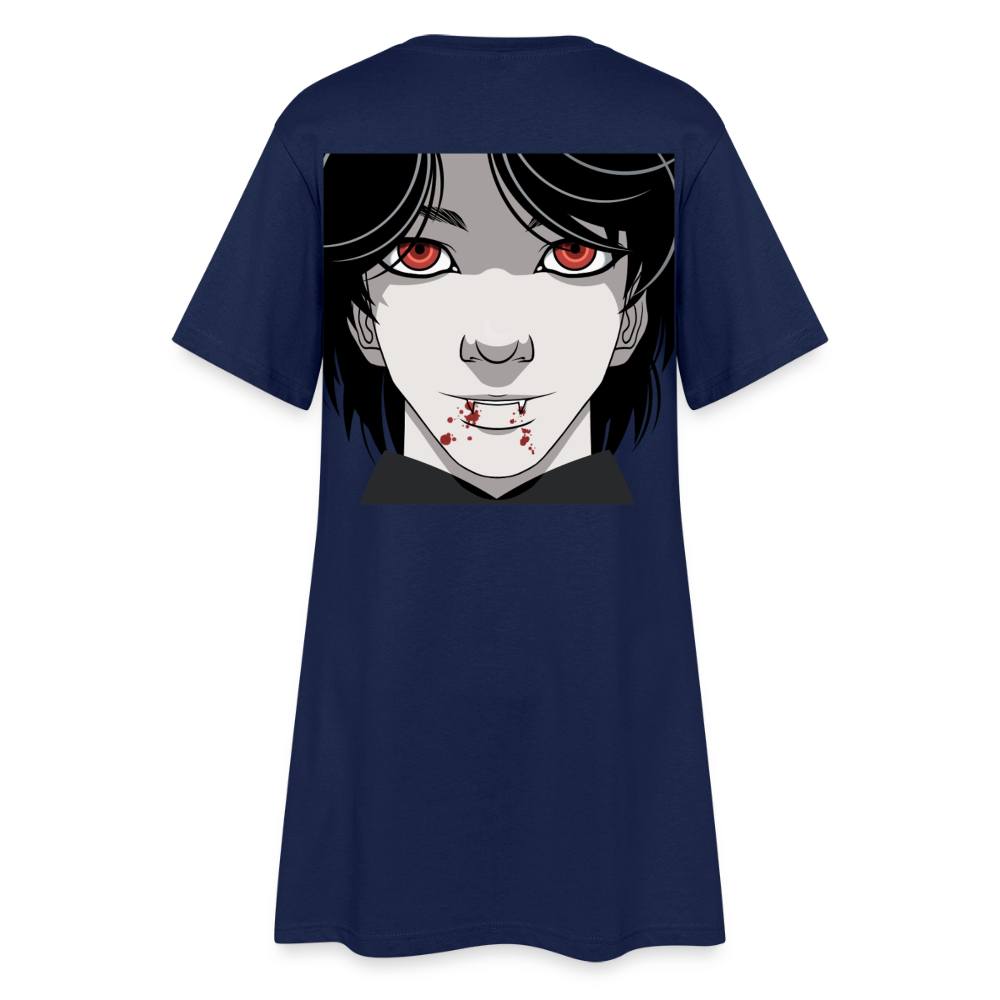 Manga Vampir, weiches Kleid aus T-Shirtstoff - light navy