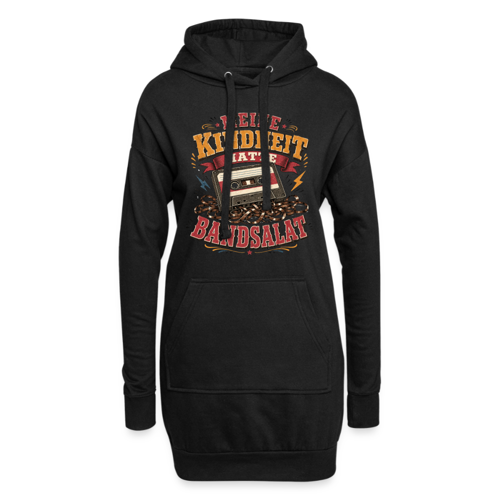 Meine Kindheit hatte Bandsalat - Hoodie Kleid - black
