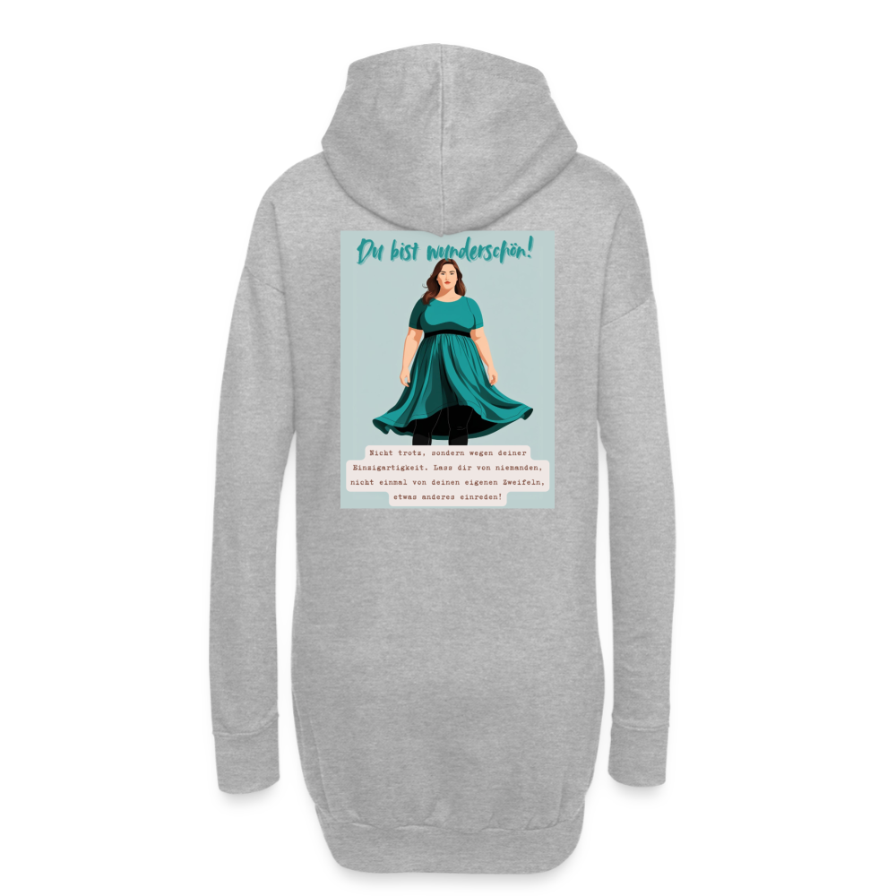 "Du bist wunderschön!", gemütliches Hoodie-Kleid in Premium-Qualität - heather grey