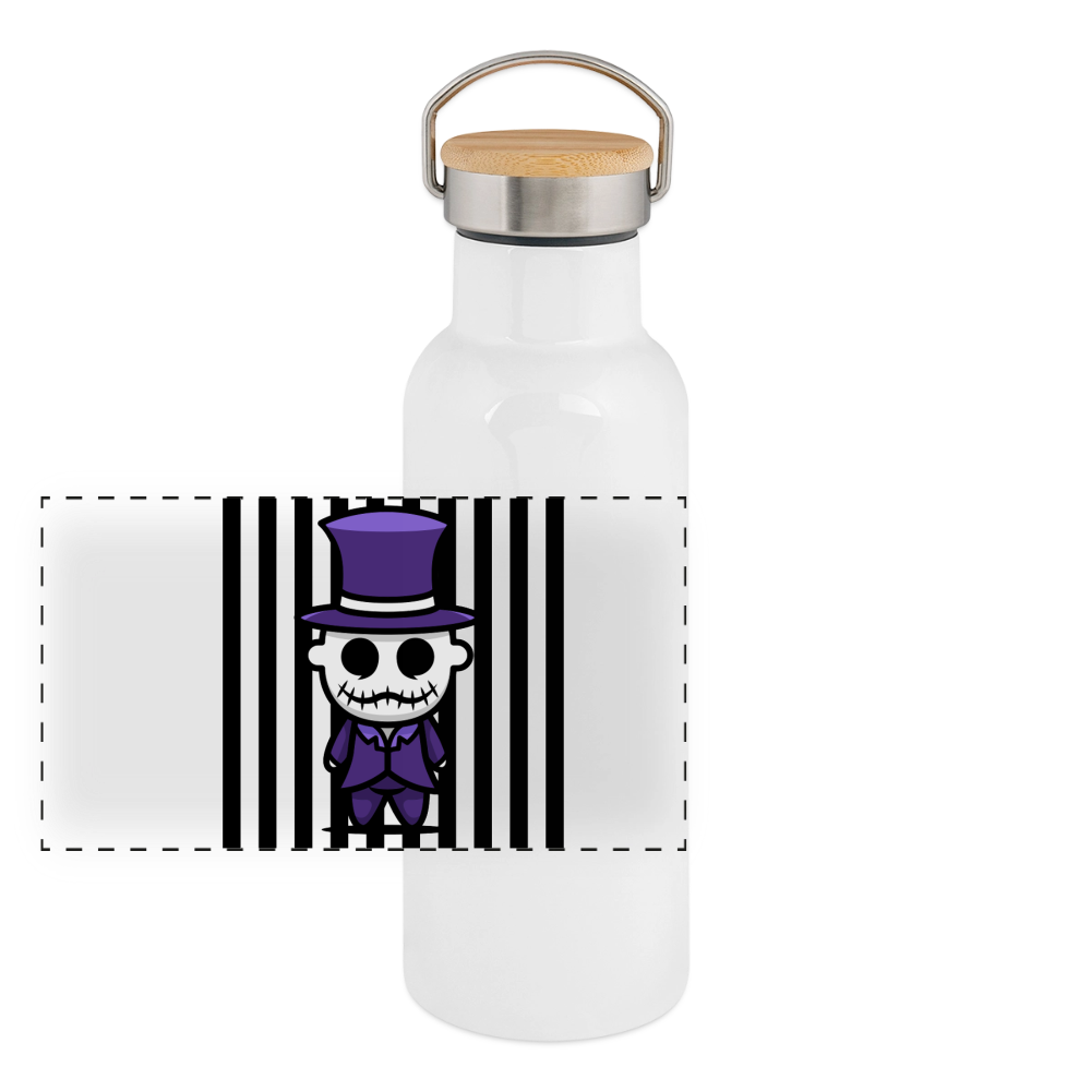 Mr Bones,  Thermoflasche, Trinkflasche aus Edelstahl mit Bambus-Verschluss in  400ml, 500 ml oder 750ml - white