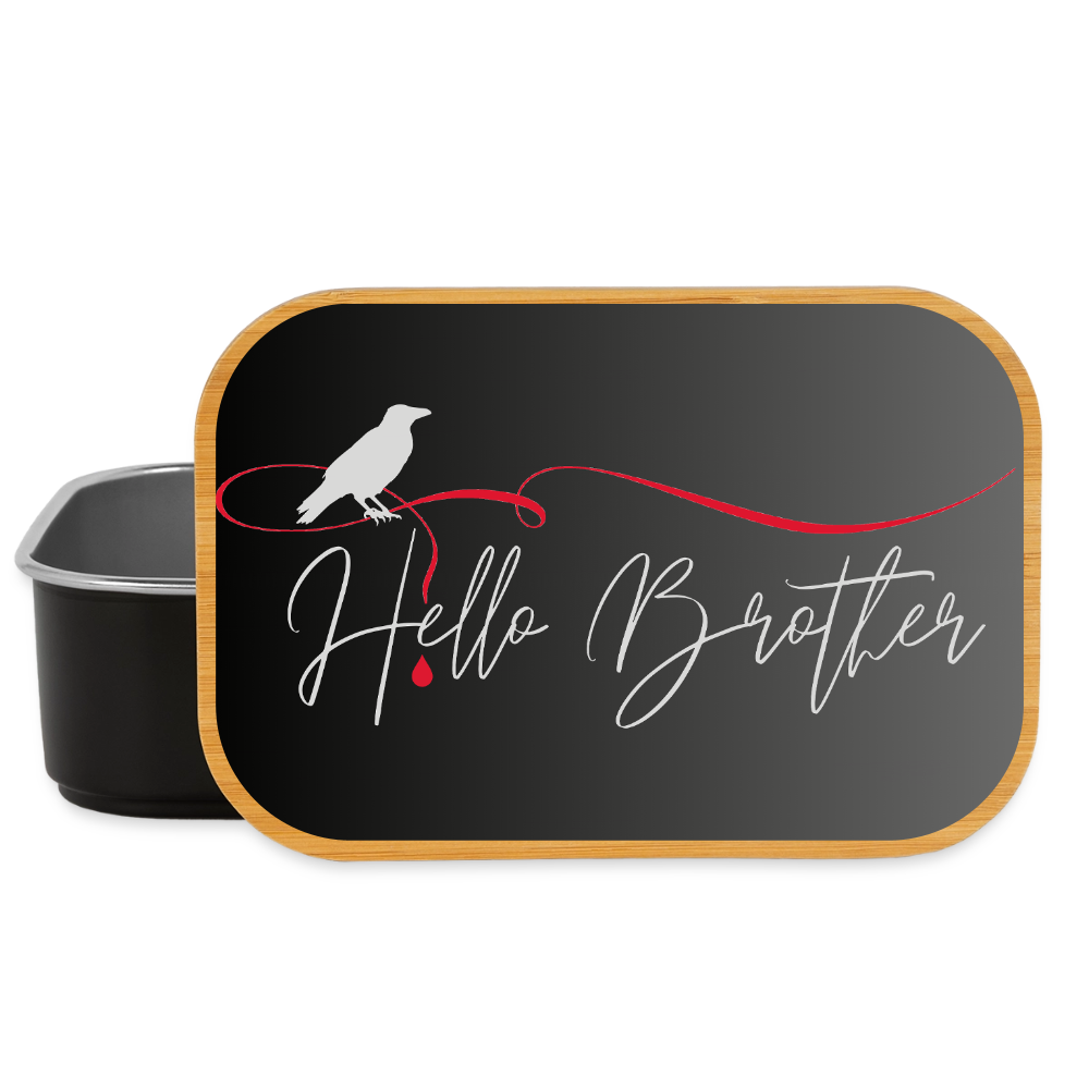 "Hello Brother" von Vampire Diaries inspirierte Lunchbox aus Metall mit Holzdeckel, Brotdose - black