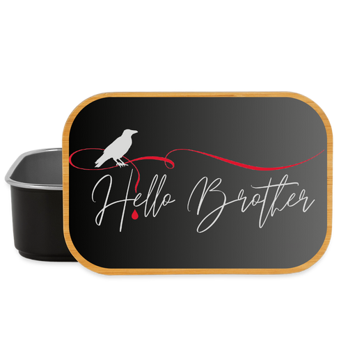 "Hello Brother" von Vampire Diaries inspirierte Lunchbox aus Metall mit Holzdeckel, Brotdose - black