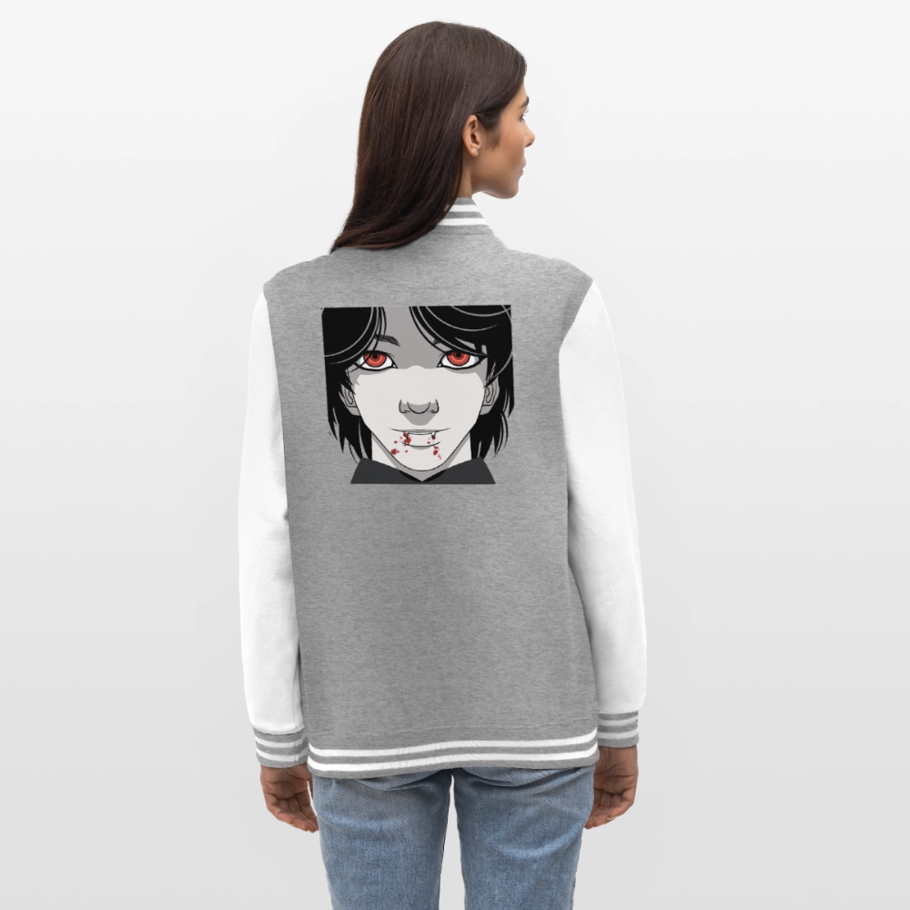 College Sweat JacketManga Vampir, weiche Collegejacke in Premium-Qualität - heather grey/white