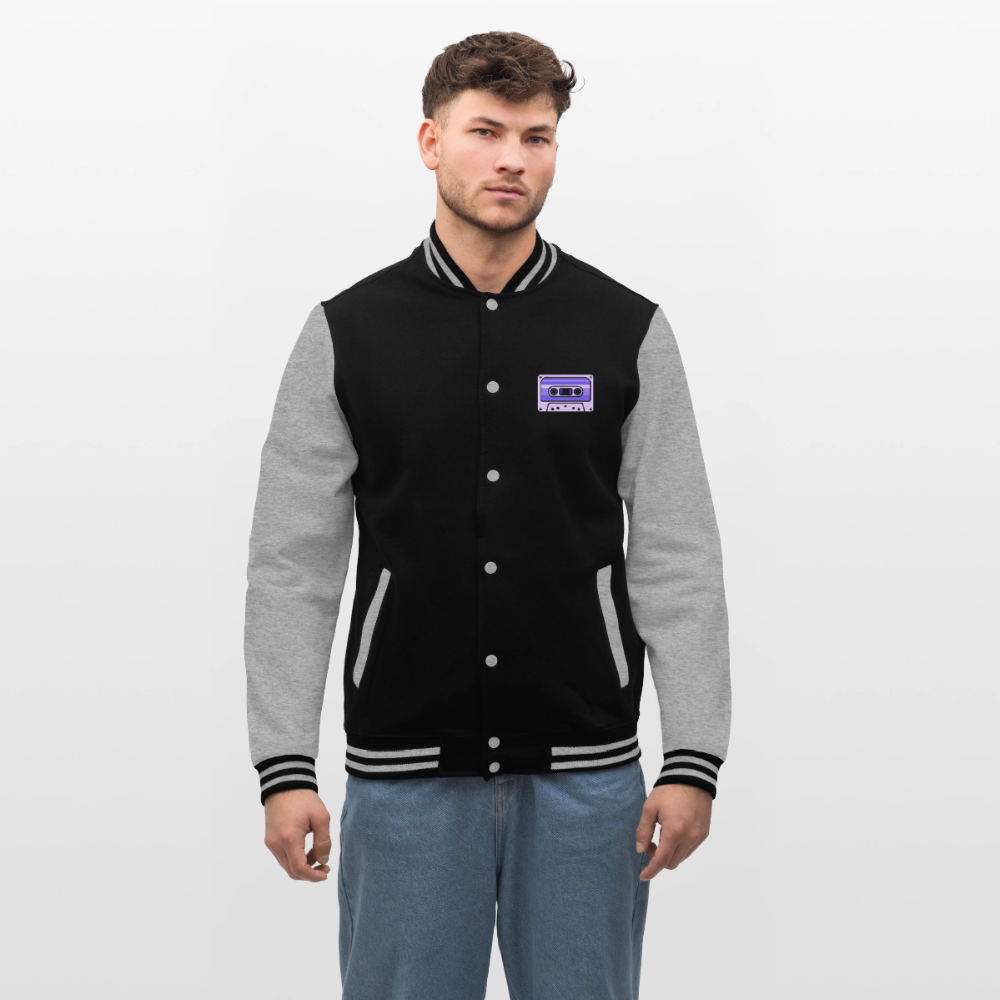 Kassettenkind-Nostalgie-Edition, weiche Collegejacke in Premium-Qualität - black/heather grey