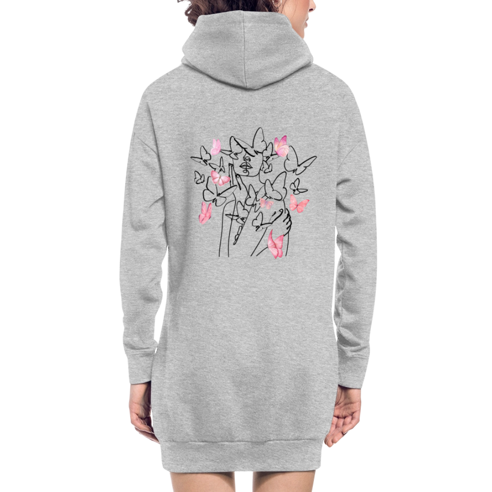 Madame Butterfly, gemütliches Hoodie-Kleid in Premium-Qualität - heather grey