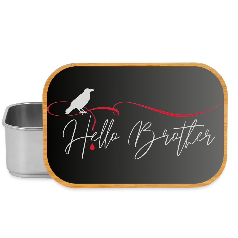 "Hello Brother" von Vampire Diaries inspirierte Lunchbox aus Metall mit Holzdeckel, Brotdose - silver